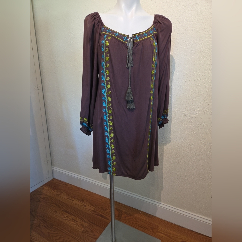 Urban Mango Embroidery Cotton Dress Size Lg Boho